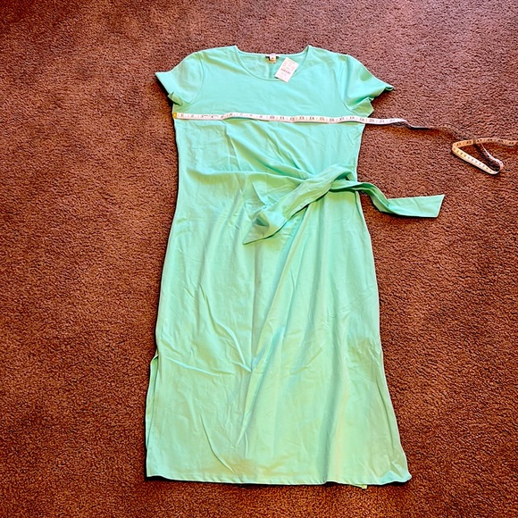 J Crew Factory short sleeve knotted midi dress Mint M - Picture 5 of 7